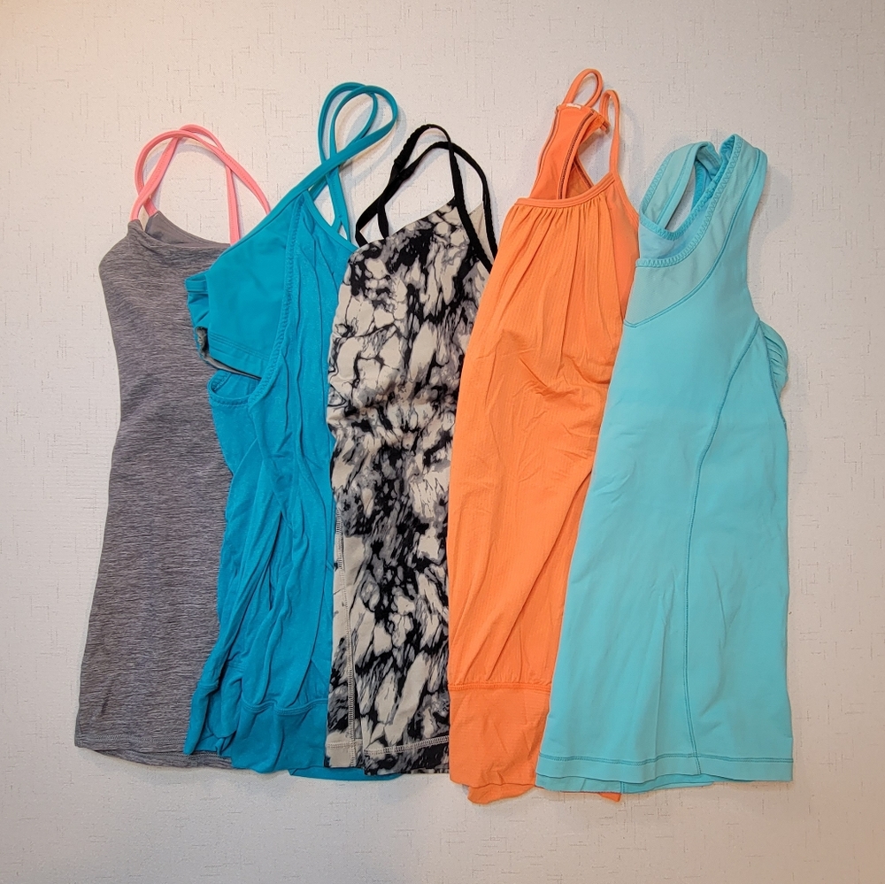 Lululemon 5pc Tank Top Built In Bra Bundle